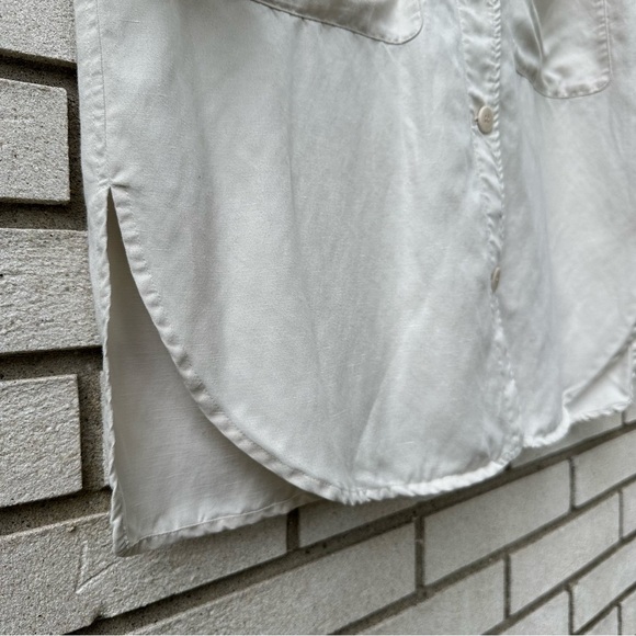 Eileen Fisher Petite Shirt Dress Jacket PS Linen Blend White Tunic Button Pocket - Picture 4 of 10